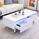Table basse en MDF blanc avec éclairage LED