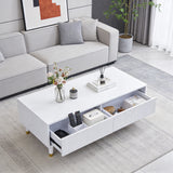 Table basse en MDF blanc avec éclairage LED