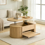 Table basse MDF ton bois avec plateau relevable
