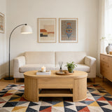 Table basse MDF ton bois avec plateau relevable