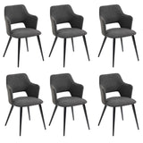 Conjunto de 6 sillas de comedor escandinavas con reposabrazos en tela gris - Akanji