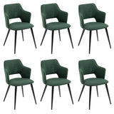 Lot de 6 fauteuils de salle à manger scandinaves avec accoudoirs en tissu vert - AKANJI