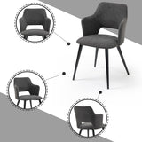 Set aus 6 skandinavischen Esszimmersesseln mit grauen Stoffarmlehnen – AKANJI