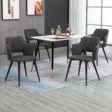 Set aus 6 skandinavischen Esszimmersesseln mit grauen Stoffarmlehnen – AKANJI