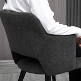 Set aus 6 skandinavischen Esszimmersesseln mit grauen Stoffarmlehnen – AKANJI