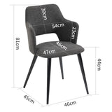 2 skandinavische Speisesäle mit Armlehnen in grauem Stoff - Akanji