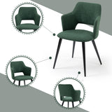Lot de 4 fauteuils de salle à manger scandinaves avec accoudoirs en tissu vert - AKANJI