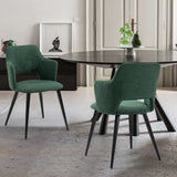 Lot de 2 fauteuils de salle à manger scandinaves avec accoudoirs en tissu vert - AKANJI