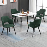 Lot de 4 fauteuils de salle à manger scandinaves avec accoudoirs en tissu vert - AKANJI