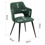Lot de 2 fauteuils de salle à manger scandinaves avec accoudoirs en tissu vert - AKANJI