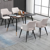 Set mit 6 skandinavischen Esszimmersesseln mit Armlehnen aus beigem Stoff – AKANJI