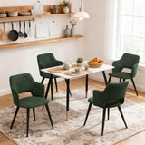 Lot de 4 fauteuils de salle à manger scandinaves avec accoudoirs en tissu vert - AKANJI
