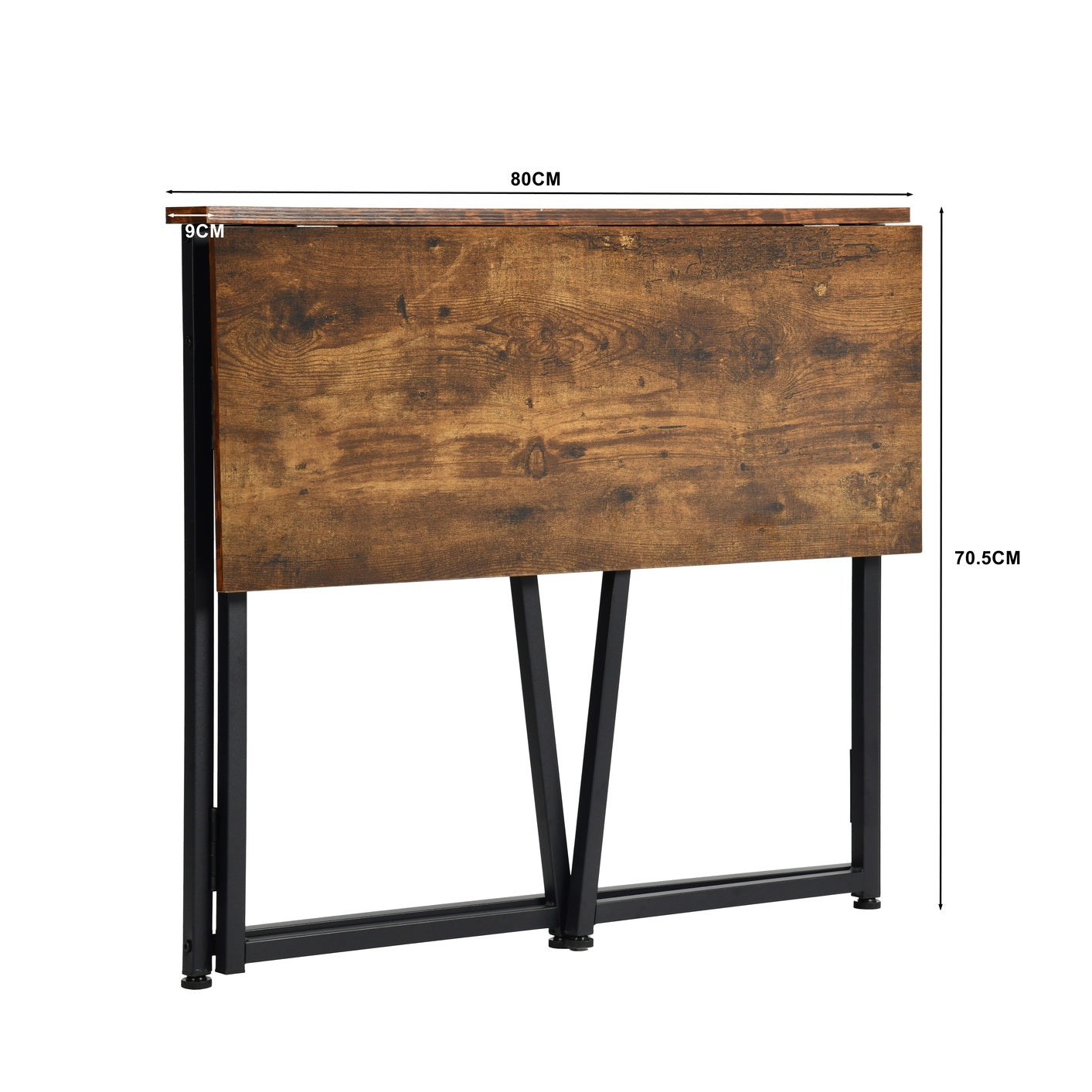 Bureau/table d'ordinateur industriel pliant avec 4 roulettes en bois et en métal noir - ASCOLI