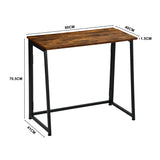 Bureau/table d'ordinateur industriel pliant avec 4 roulettes en bois et en métal noir - ASCOLI