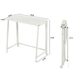 Bureau/table d'ordinateur pliant scandinave avec 4 roulettes en bois blanc et en métal blanc - ASCOLI