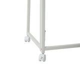 Bureau/table d'ordinateur pliant scandinave avec 4 roulettes en bois blanc et en métal blanc - ASCOLI