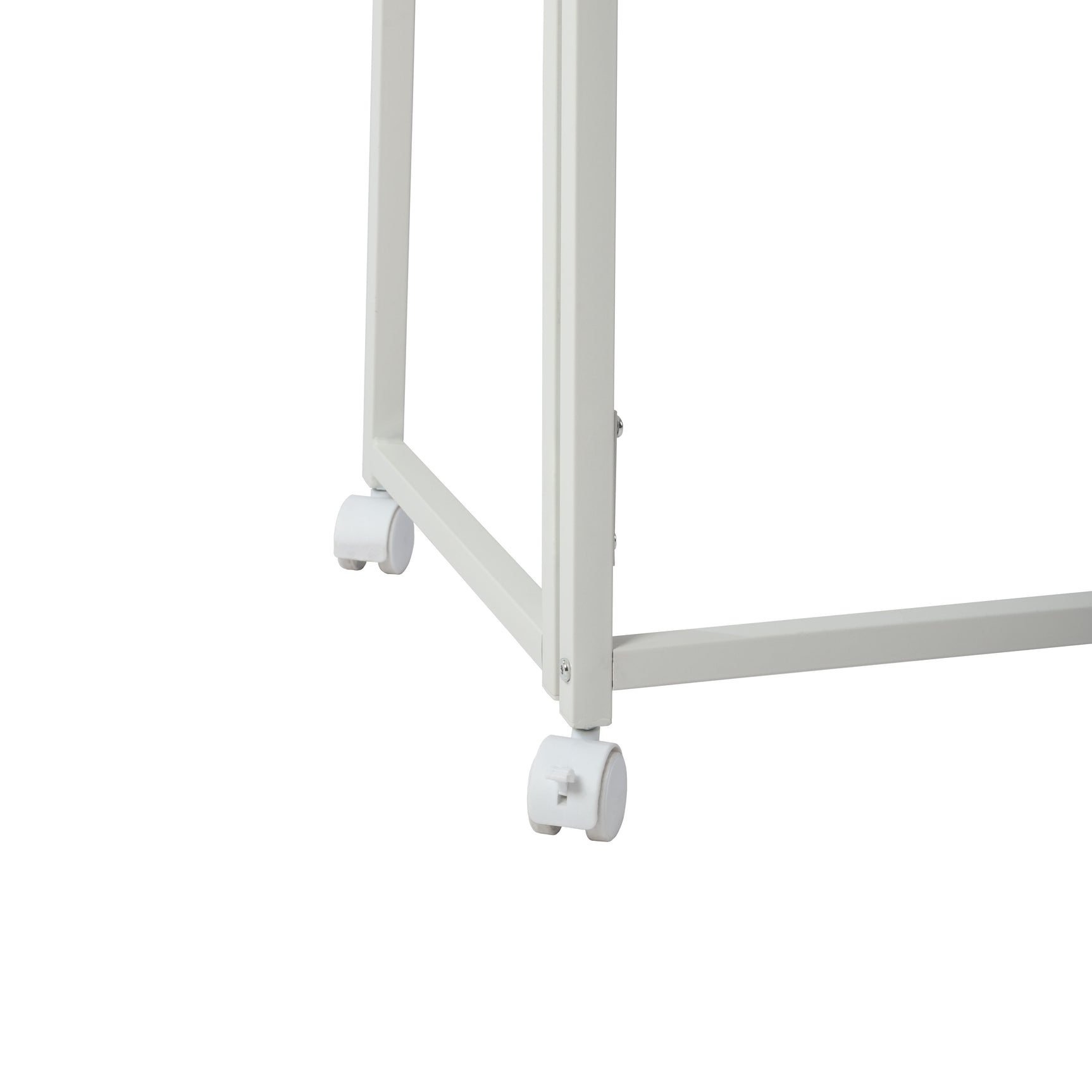 Bureau/table d'ordinateur pliant scandinave avec 4 roulettes en bois blanc et en métal blanc - ASCOLI