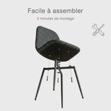 Lot de 4 chaises de salle à manger en tissu gris doux, chaises de détente avec dossier et pieds métalliques assortis scandinave - CHARLTON