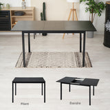 Ensemble table à manger extensible noire avec 4 fauteuils en suédine, style scandinave