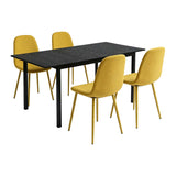 Round Table Table Table Table Timber Ø80 cm with 4 black velvet chairs, modern and comfortable style