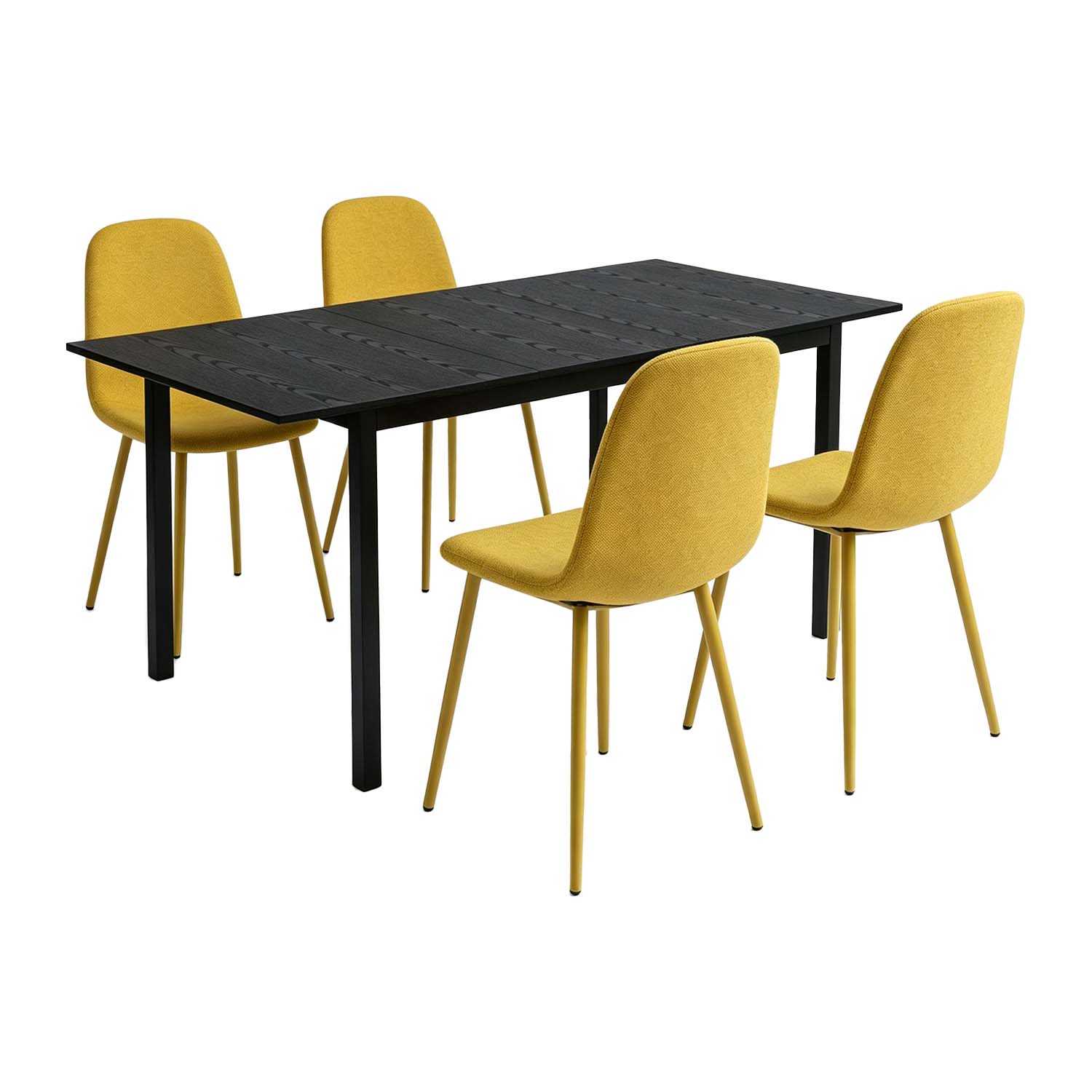 Round Table Table Table Table Timber Ø80 cm with 4 black velvet chairs, modern and comfortable style