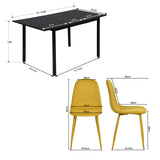 Round Table Table Table Table Timber Ø80 cm with 4 black velvet chairs, modern and comfortable style