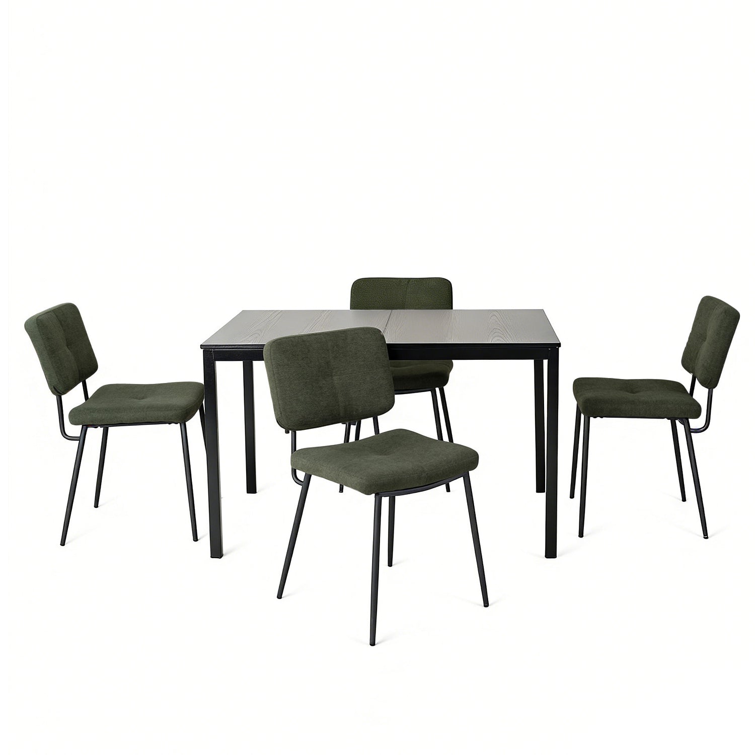 Round Table Table Table Table Timber Ø80 cm with 4 black velvet chairs, modern and comfortable style