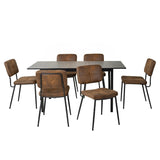 Round Table Table Table Table Timber Ø80 cm with 4 black velvet chairs, modern and comfortable style