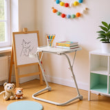 Table d’appoint pliable pour ordinateur portable, bout de canapé réglable en hauteur avec plateau inclinable et porte-gobelet beige- BASELINE