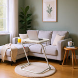 Table d’appoint pliable pour ordinateur portable, bout de canapé réglable en hauteur avec plateau inclinable et porte-gobelet beige- BASELINE