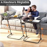 Table d’appoint pliable pour ordinateur portable, bout de canapé réglable en hauteur avec plateau inclinable et porte-gobelet - BASELINE