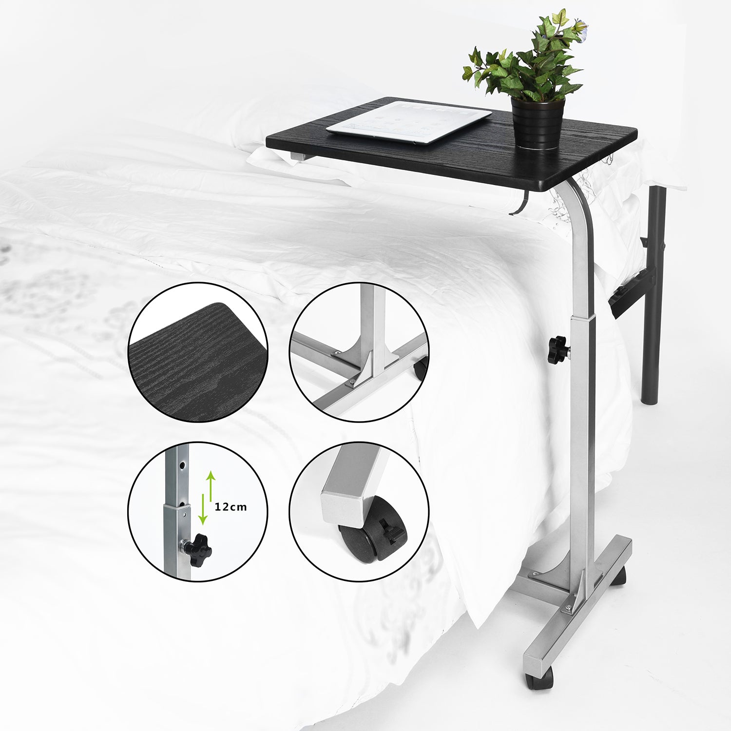 Table de lit/Support ordinateur pc à roulettes,roulettes, hauteur réglable - BELLO