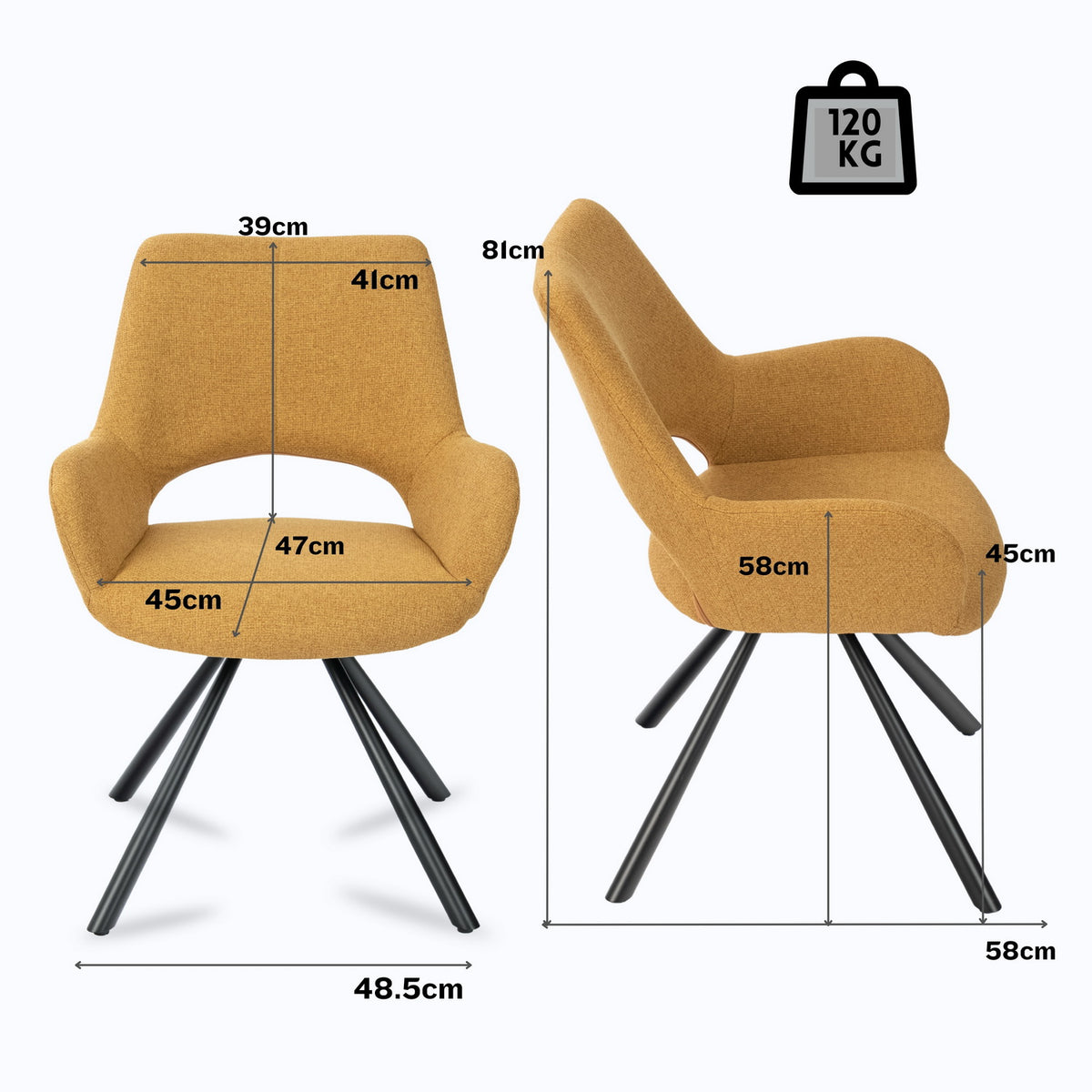Round Table Table Table Table Timber Ø80 cm with 4 black velvet chairs, modern and comfortable style