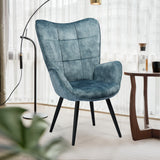 Scandinavian armchair with blue velvet armrests with stitching - bogdan