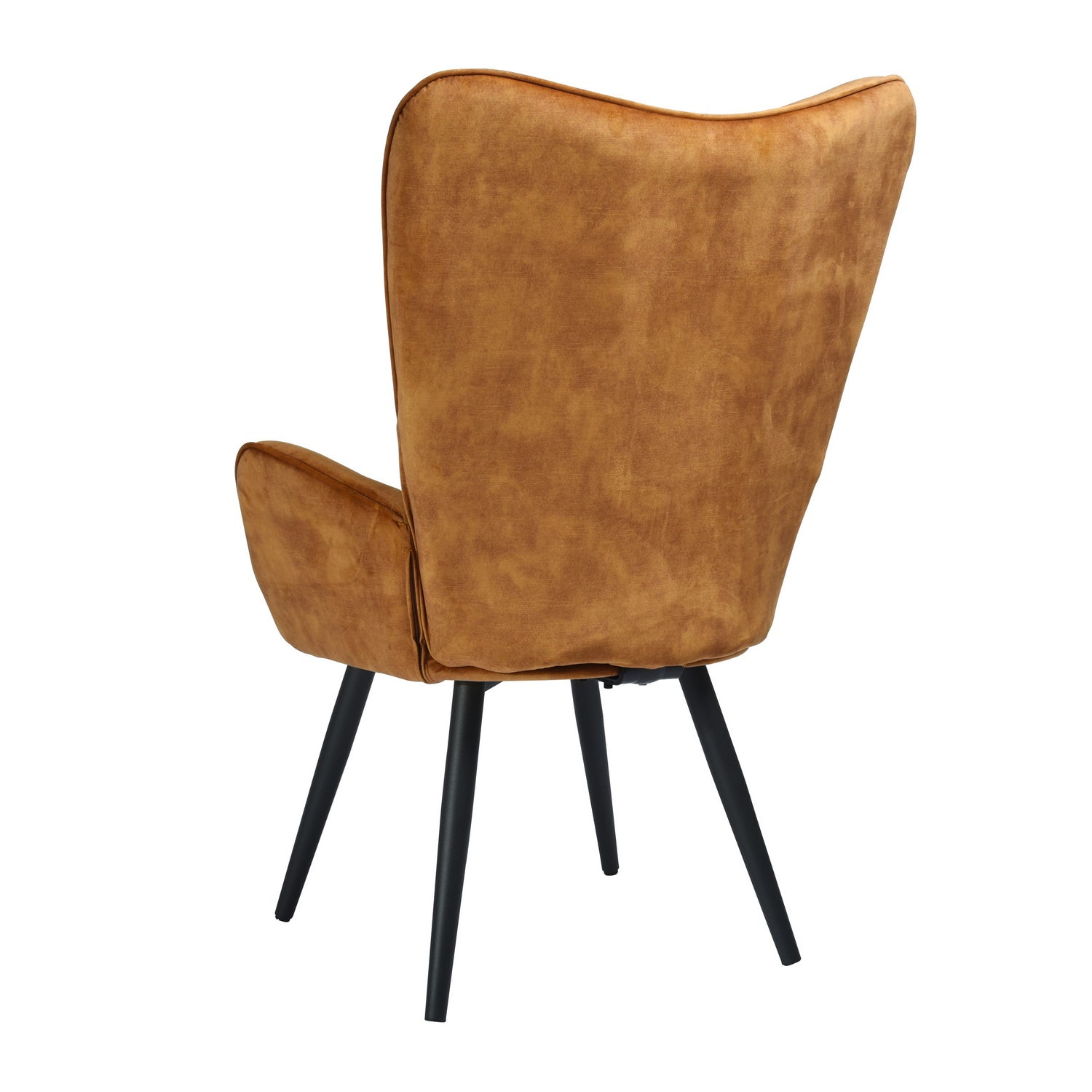 Fauteuil scandinave avec accoudoirs en velours moutarde à surpiqûres - BOGDAN