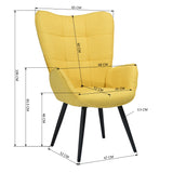 Fauteuil scandinave avec accoudoirs en tissu jaune à surpiqûres - BOGDAN
