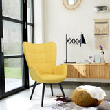 Fauteuil scandinave avec accoudoirs en tissu jaune à surpiqûres - BOGDAN