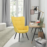 Fauteuil scandinave avec accoudoirs en tissu jaune à surpiqûres - BOGDAN