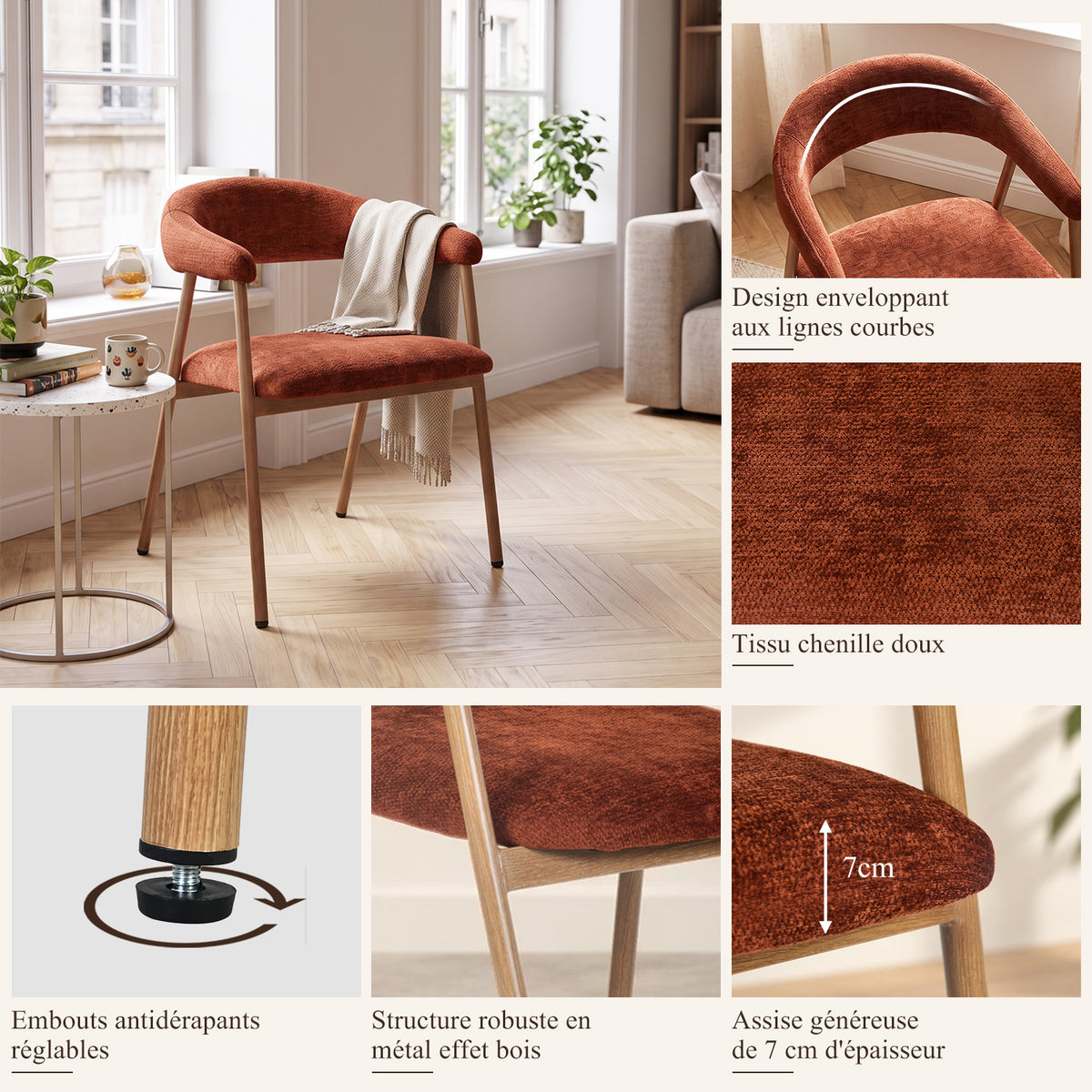 Set von 2 skandinavischen Esszimmer Sesseln mit beige Stoffarmlehnen - Cromwell