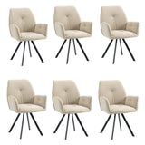 Set von 6 modernen Esstühle, die in beige Stoff mit Armlehnen - Kalb