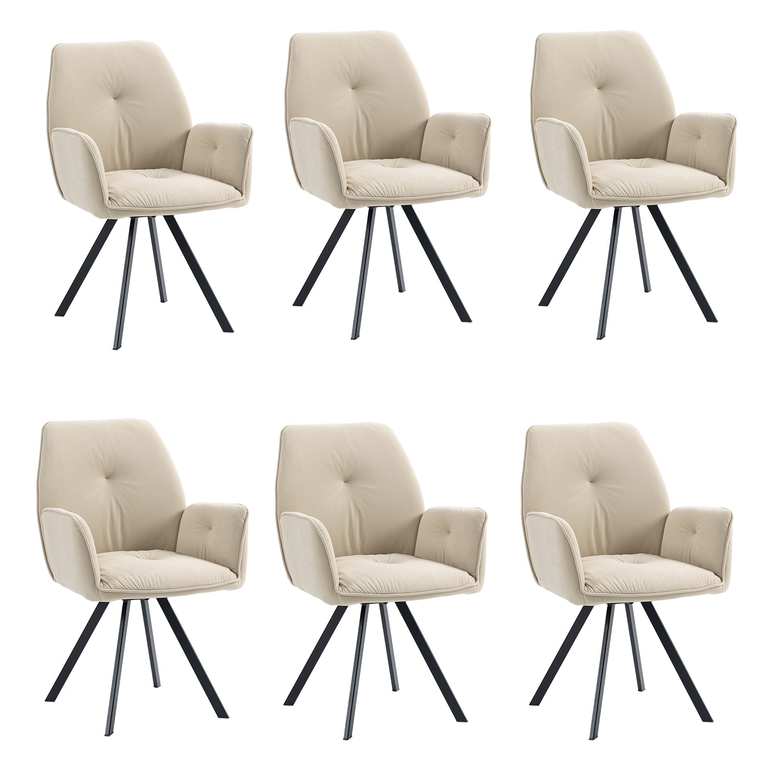 Set von 6 modernen Esstühle, die in beige Stoff mit Armlehnen - Kalb