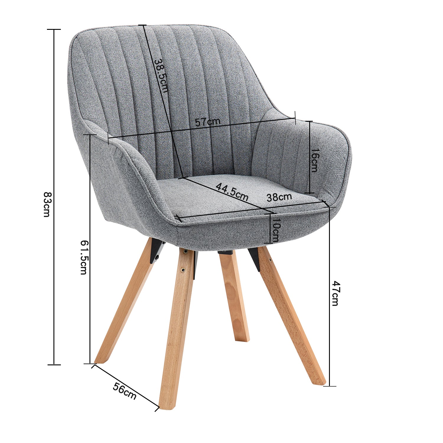 Bequemer Esszimmerstuhl aus grauem Stoff, 360° drehbar – CARSON FABRIC GREY