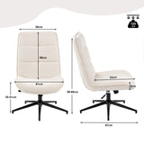 Verstellbarer Freizeitsessel aus beigem Chenille-Stoff, um 360° drehbar – CHARLOTTE