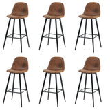 Juego de 6 taburetes de bar industriales con respaldo de ante - CHARLTON BAR
