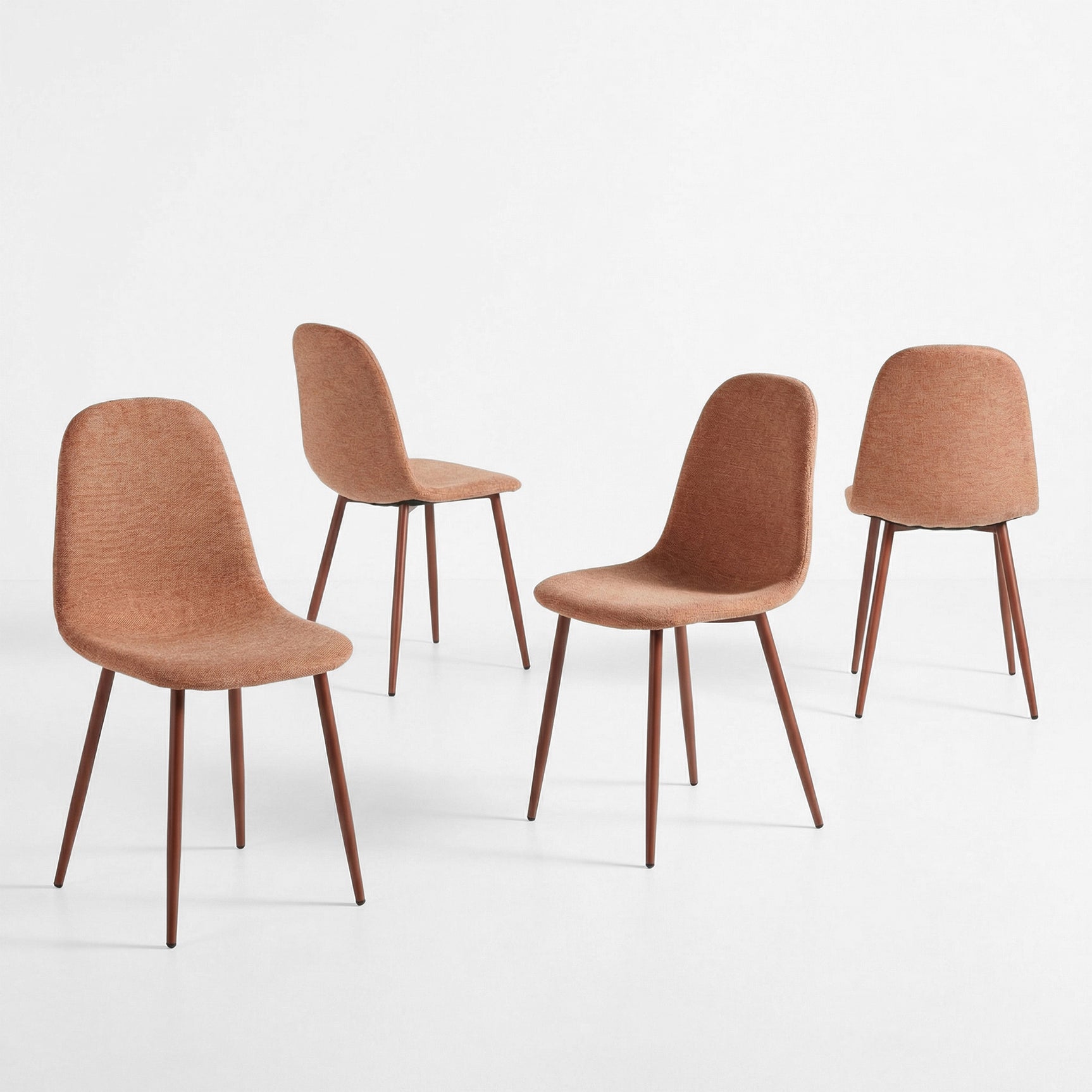Lot de 4 chaises de salle à manger en tissu rouge doux, chaises de détente avec dossier et pieds métalliques assortis scandinave - CHARLTON