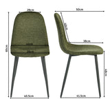 Lot de 4 chaises de salle à manger en tissu vert doux, chaises de détente avec dossier et pieds métalliques assortis scandinave - CHARLTON
