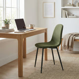 Lot de 4 chaises de salle à manger en tissu vert doux, chaises de détente avec dossier et pieds métalliques assortis scandinave - CHARLTON