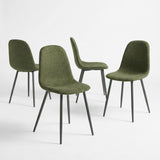 Lot de 4 chaises de salle à manger en tissu vert doux, chaises de détente avec dossier et pieds métalliques assortis scandinave - CHARLTON