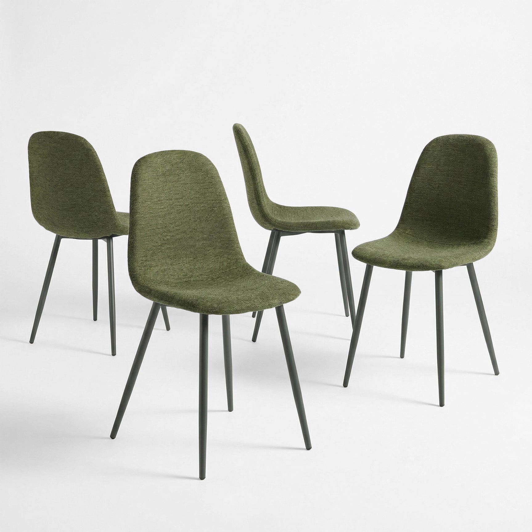 Lot de 4 chaises de salle à manger en tissu vert doux, chaises de détente avec dossier et pieds métalliques assortis scandinave - CHARLTON
