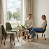Lot de 4 chaises de salle à manger en tissu vert doux, chaises de détente avec dossier et pieds métalliques assortis scandinave - CHARLTON